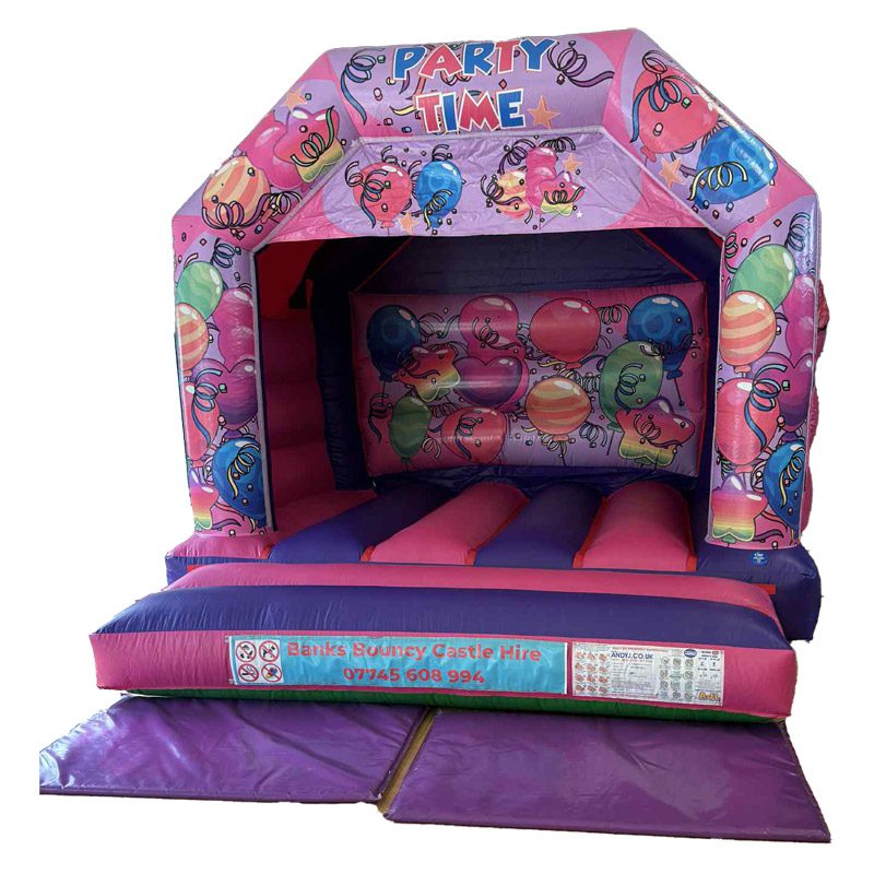 Pink Purple Party Time Bouncy castle